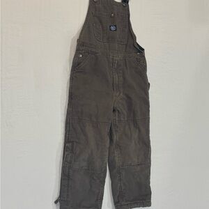 Polar King Youth M Duck Canvas Insulated Bib Overalls Brown Canvas Quilt Lined